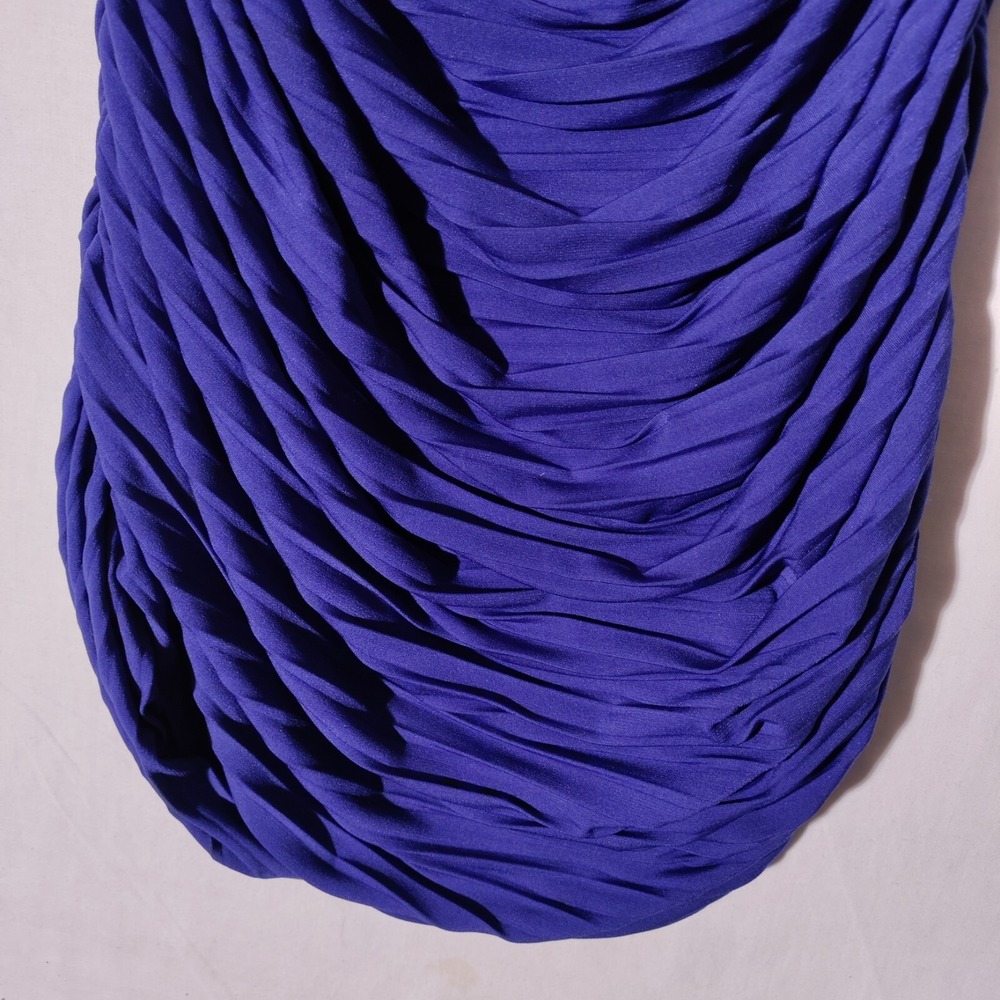 NICOLE MILLER Blue COCKTAIL FORMAL GOWN RUCHED FITTED DRESS SIZE 8 - Picture 11 of 16